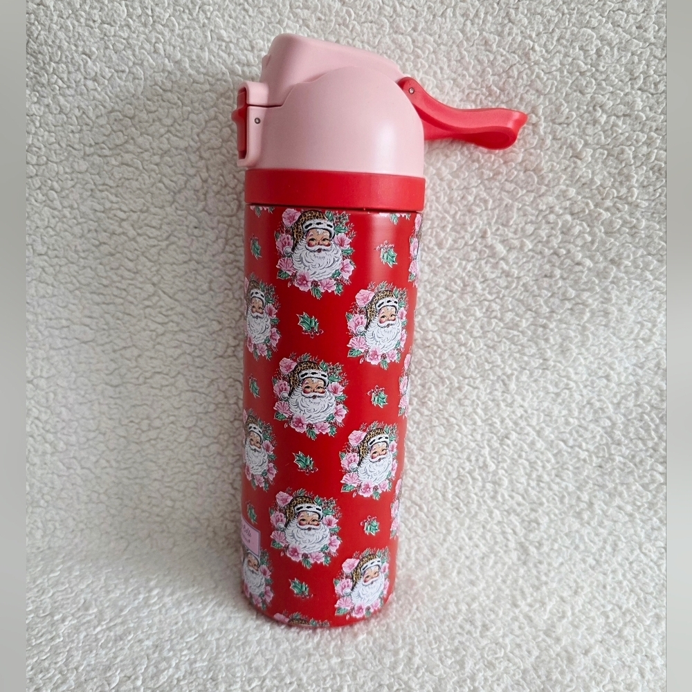 Simply Belle Christmas Santa Print Stainless Steel Water Bottle, 24 oz NWT
